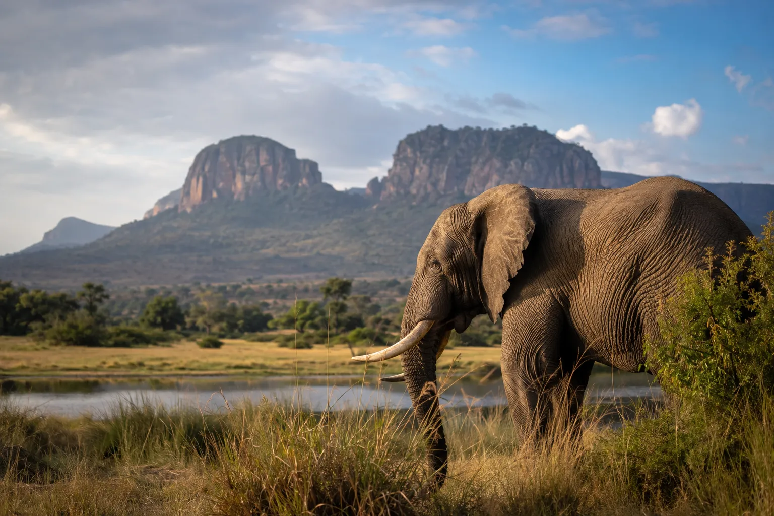 A wild savanna landscape in one of Angola's national parks