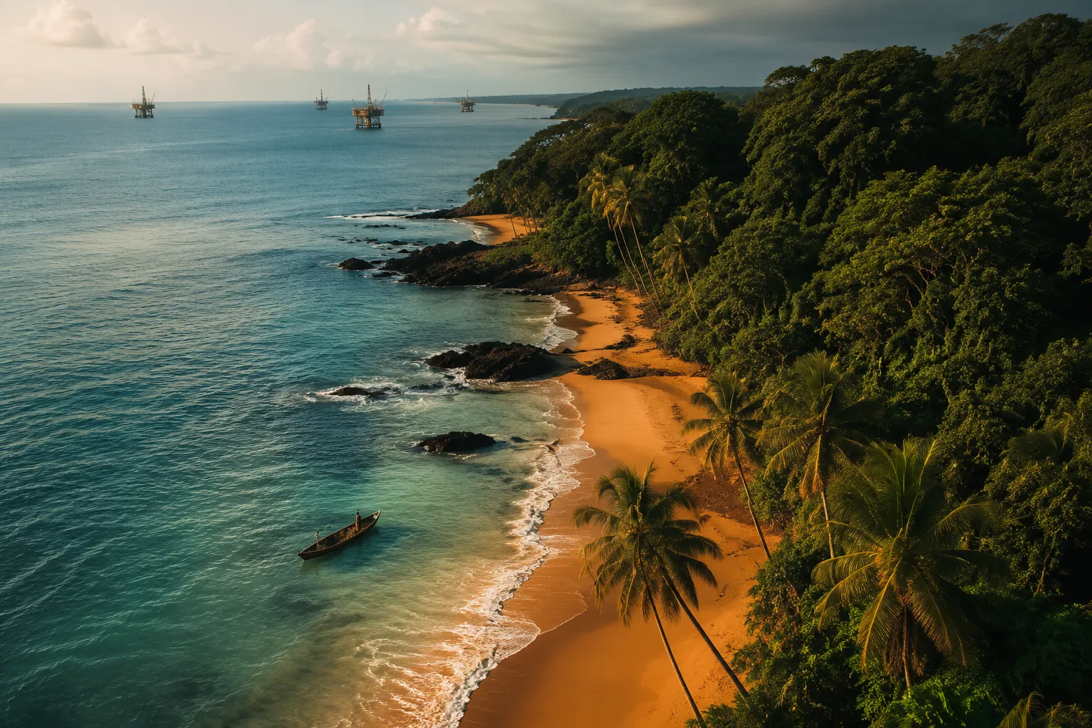 Cabinda's coastline where the Maiombe rainforest meets the Atlantic Ocean