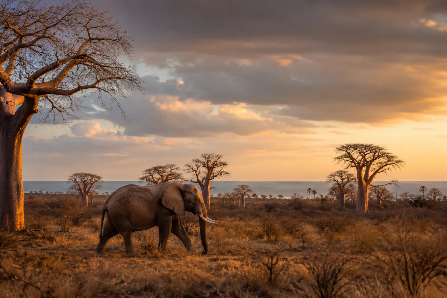 Wildlife on the savannah in an Angolan national park