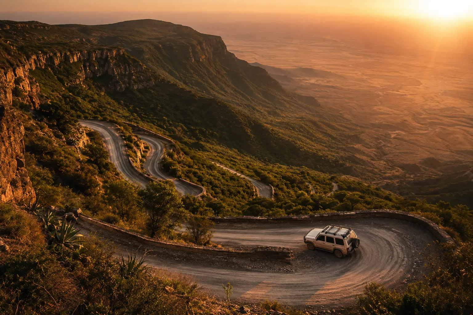 The winding Serra da Leba pass in southern Angola