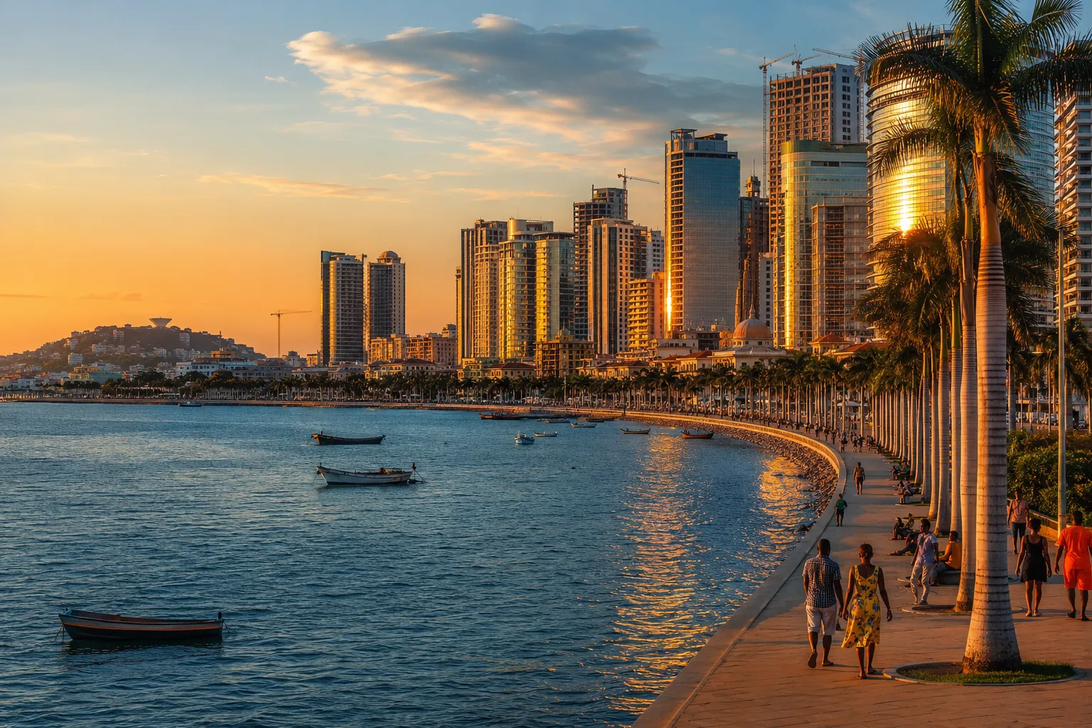 The Luanda Marginal promenade along the bay